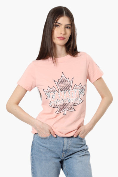 Canada Weather Gear Maple Leaf Print Tee - Pink - Womens Tees & Tank Tops - Canada Weather Gear