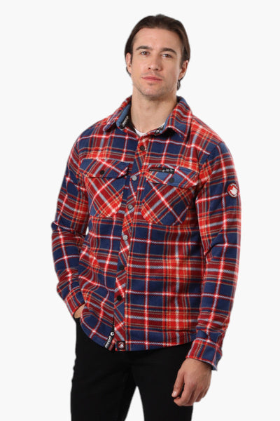 Canada Weather Gear Plaid Fleece Button Up Shacket - Navy - Mens Lightweight Jackets - Canada Weather Gear