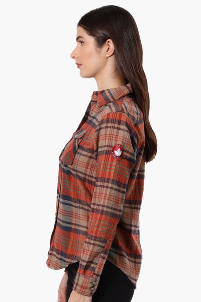 Canada Weather Gear Plaid Button Up Shirt - Rust - Womens Shirts & Blouses - Canada Weather Gear