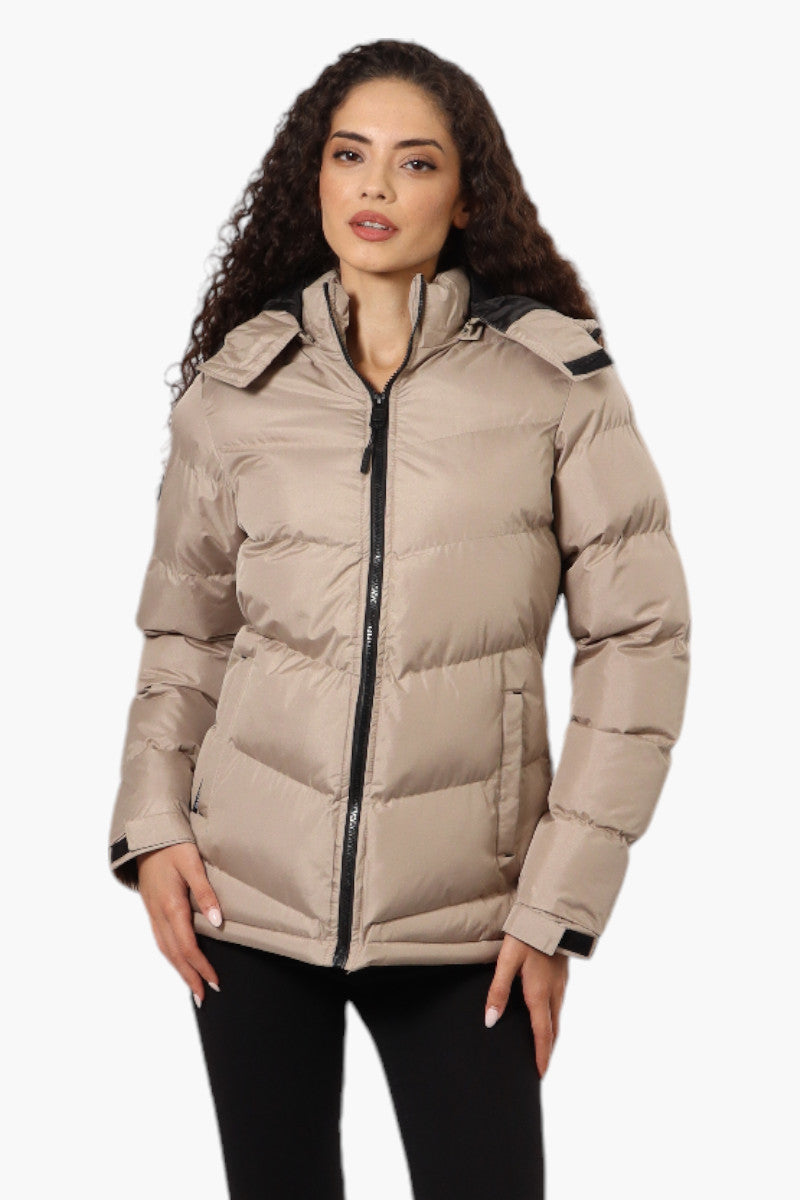 Canada Weather Gear Solid Bubble Bomber Jacket - Taupe - Womens Bomber Jackets - Canada Weather Gear