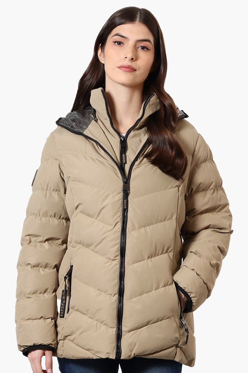 Super Triple Goose Heat Retention Lining Bomber Jacket - Beige - Womens Bomber Jackets - Canada Weather Gear