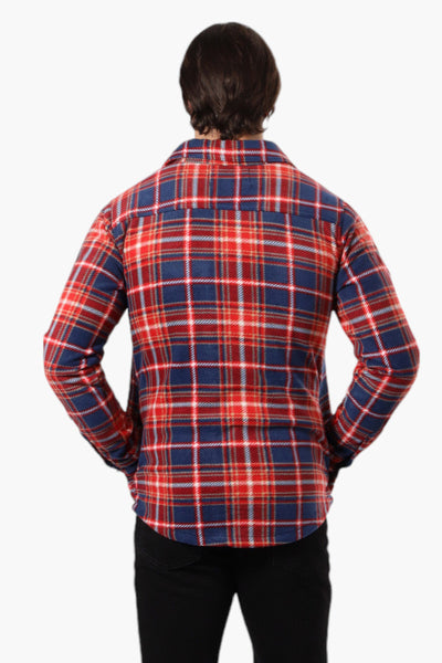 Canada Weather Gear Plaid Fleece Button Up Shacket - Navy - Mens Lightweight Jackets - Canada Weather Gear