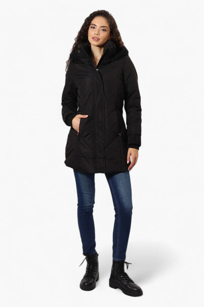 Canada Weather Gear Chevron Quilted Parka Jacket - Black - Womens Parka Jackets - Canada Weather Gear