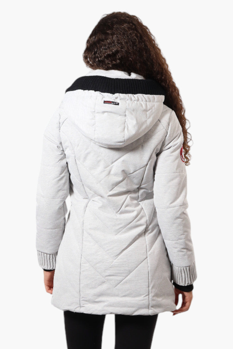 Canada Weather Gear Chevron Quilted Parka Jacket - White - Womens Parka Jackets - Canada Weather Gear