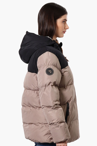 Super Triple Goose Sherpa Lined Bubble Bomber Jacket - Beige - Womens Bomber Jackets - Canada Weather Gear