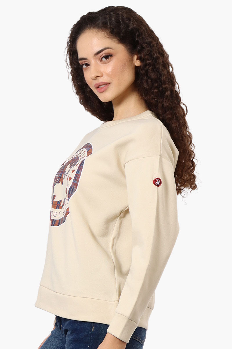 Canada Weather Gear Chest Logo Crew Neck Sweatshirt - Cream - Womens Hoodies & Sweatshirts - Canada Weather Gear