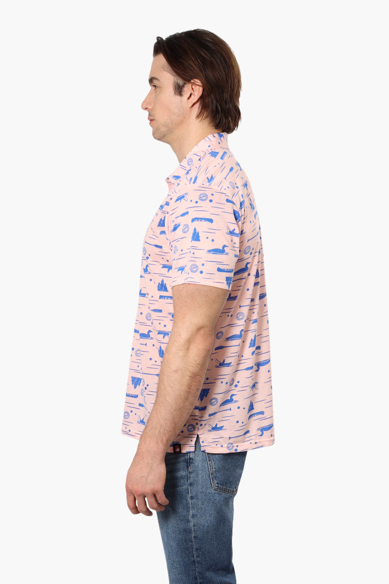 Canada Weather Gear Loon Pattern Polo Shirt - Pink - Mens Polo Shirts - Canada Weather Gear