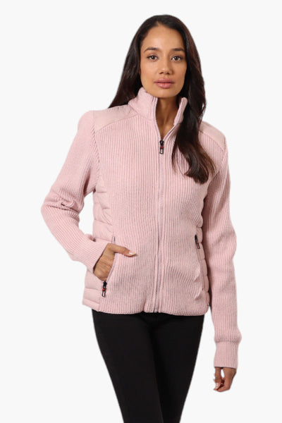 Canada Weather Gear Sweater Knit Zip Up Lightweight Jacket - Pink - Womens Lightweight Jackets - Canada Weather Gear