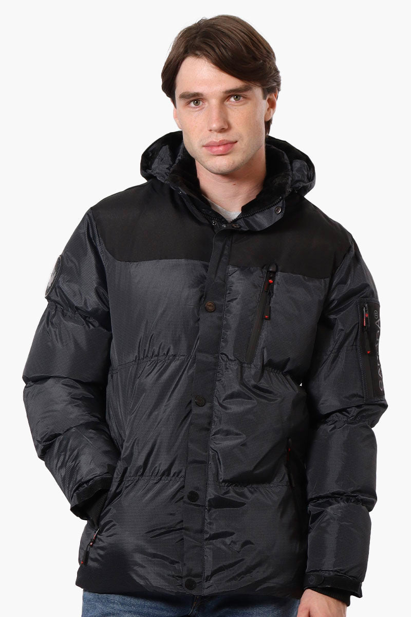 Canada Weather Gear Mouton Lined Grid Pattern Bomber Jacket - Black - Mens Bomber Jackets - Canada Weather Gear