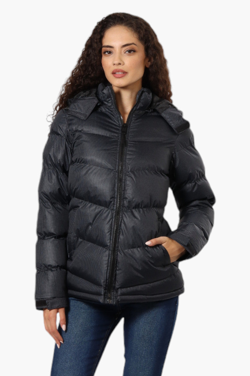 Canada Weather Gear Grid Pattern Bubble Bomber Jacket - Black - Womens Bomber Jackets - Canada Weather Gear