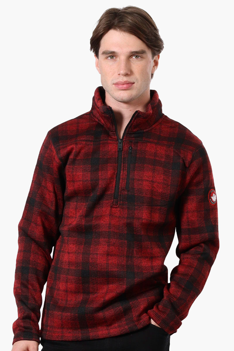 Canada Weather Gear Plaid Half Zip Sweatshirt - Red - Mens Hoodies & Sweatshirts - Canada Weather Gear