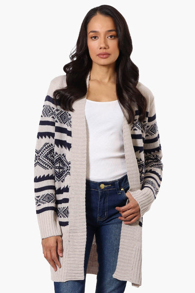 Canada Weather Gear Patterned Wrap Cardigan - Stone - Womens Cardigans - Canada Weather Gear