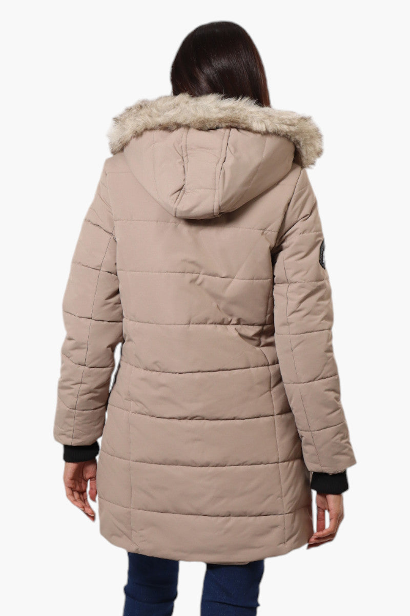 Canada Weather Gear Vegan Fur Hood Puffer Parka Jacket - Beige - Womens Parka Jackets - Canada Weather Gear