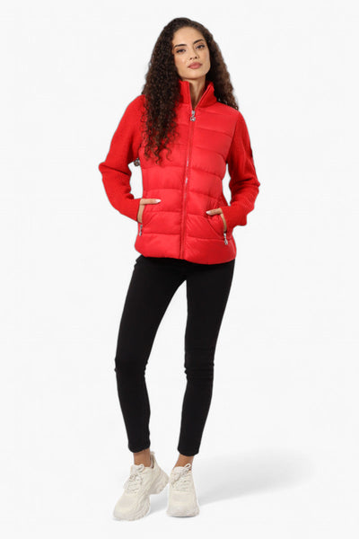 Canada Weather Gear Sweater Knit Polyfill Lightweight Jacket - Red - Womens Lightweight Jackets - Canada Weather Gear