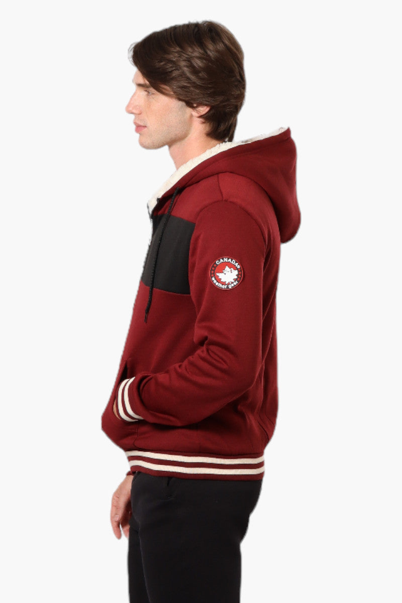 Canada Weather Gear Color Block Sherpa Lined Lightweight Jacket - Burgundy - Mens Lightweight Jackets - Canada Weather Gear