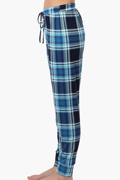 Cuddly Canuckies Plaid Jogger Pajama Pants - Blue - Womens Pajamas - Canada Weather Gear