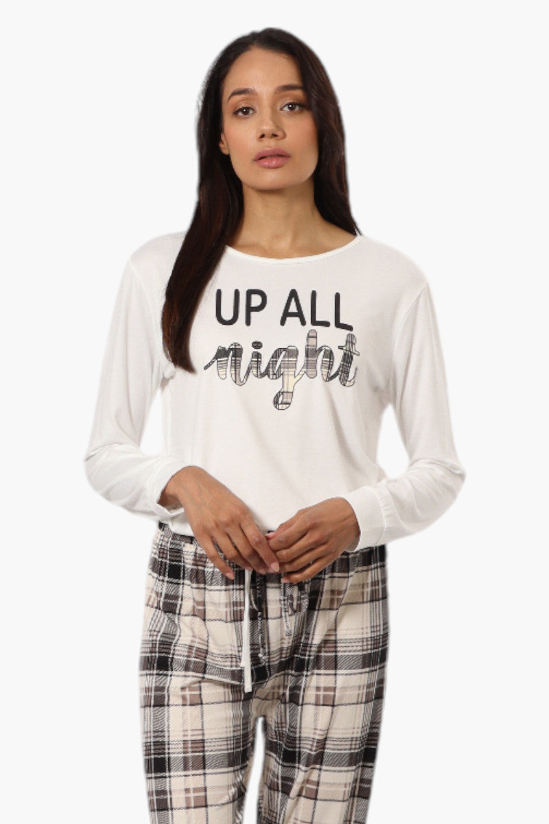 Canada Weather Gear Up All Night Print Drawstring Pajama Top - White - Womens Pajamas - Canada Weather Gear