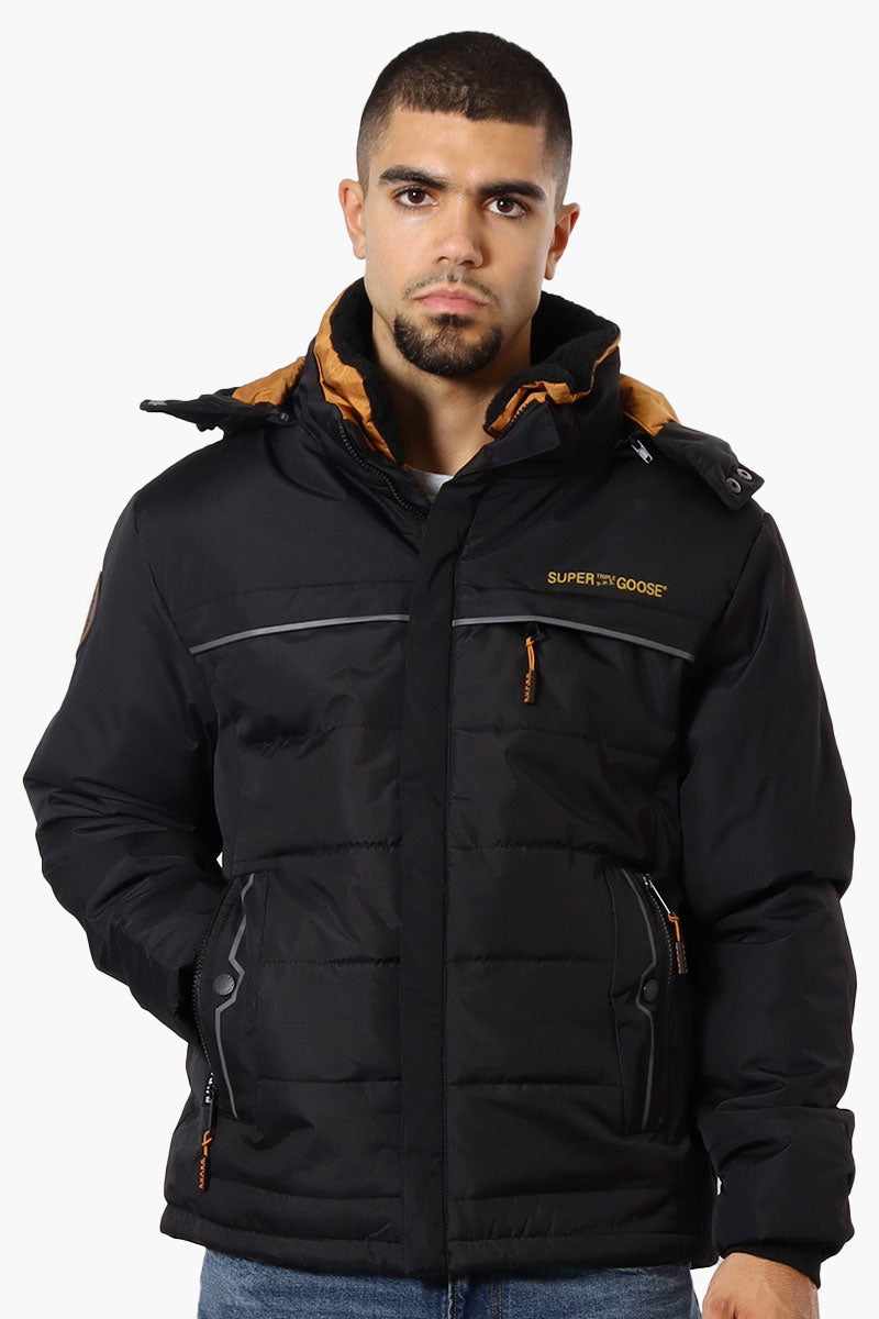 Super Triple Goose Contrast Detail Bubble Bomber Jacket - Black - Mens Bomber Jackets - Canada Weather Gear