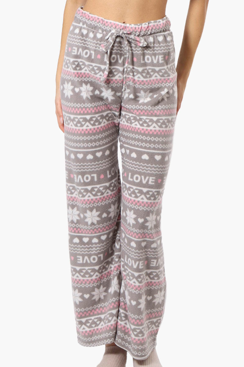 Canada Weather Gear Love Pattern Wide Leg Pajama Pants - Grey - Womens Pajamas - Canada Weather Gear