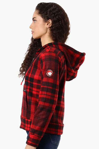 Canada Weather Gear Plaid Fleece Lined Hoodie - Red - Womens Hoodies & Sweatshirts - Canada Weather Gear