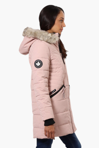 Canada Weather Gear Vegan Fur Hood Puffer Parka Jacket - Pink - Womens Parka Jackets - Canada Weather Gear