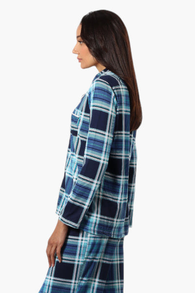 Canada Weather Gear Plaid Button Down Pajama Top - Blue - Womens Pajamas - Canada Weather Gear