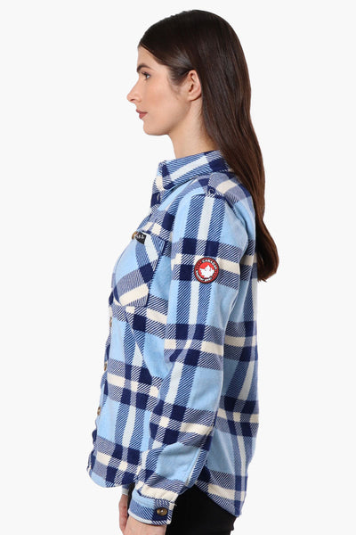 Canada Weather Gear Fleece Plaid Button Up Shirt - Blue - Womens Shirts & Blouses - Canada Weather Gear