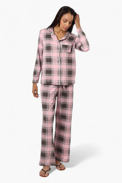 Canada Weather Gear Plaid Wide Leg Pajama Pants - Pink - Womens Pajamas - Canada Weather Gear