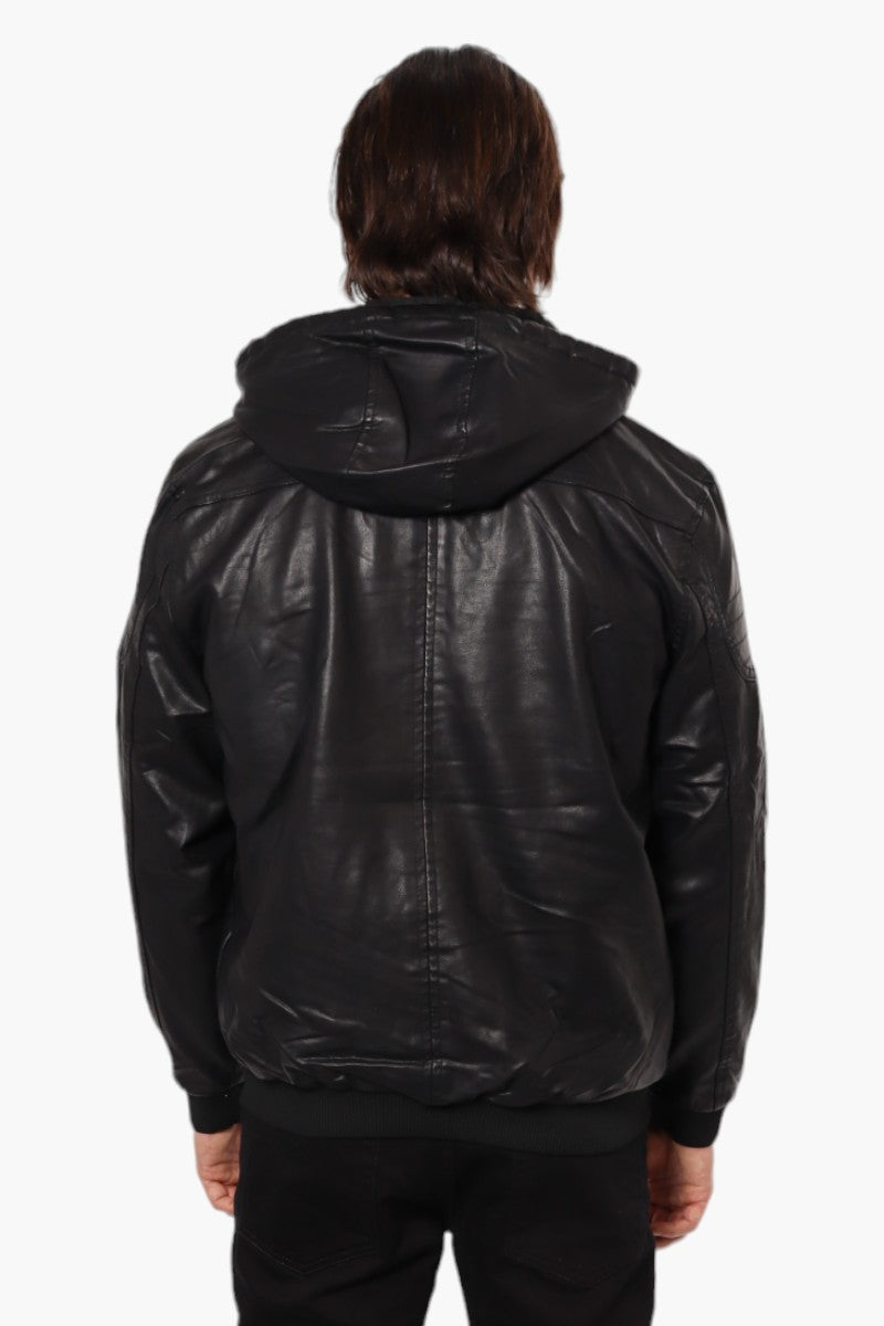 Super Triple Goose Hooded Vegan Leather Moto Jacket - Black - Mens Moto Jackets - Canada Weather Gear