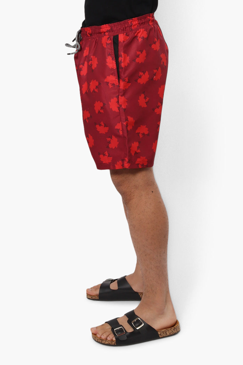Canada Weather Gear Leaf Pattern Tie Waist Shorts - Red - Mens Shorts & Capris - Canada Weather Gear