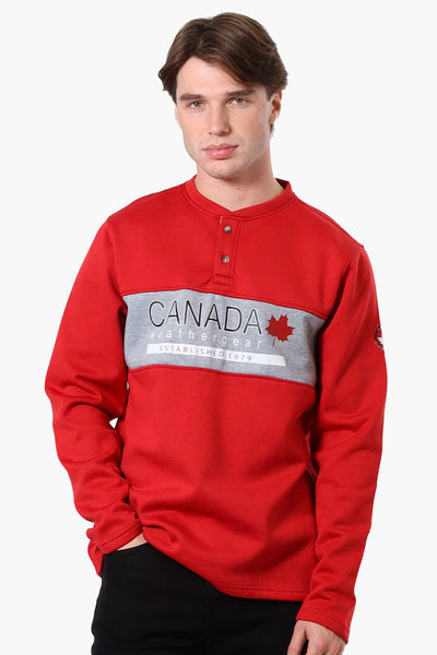 Canada Weather Gear Fleece Henley Sweatshirt - Red - Mens Hoodies & Sweatshirts - Canada Weather Gear