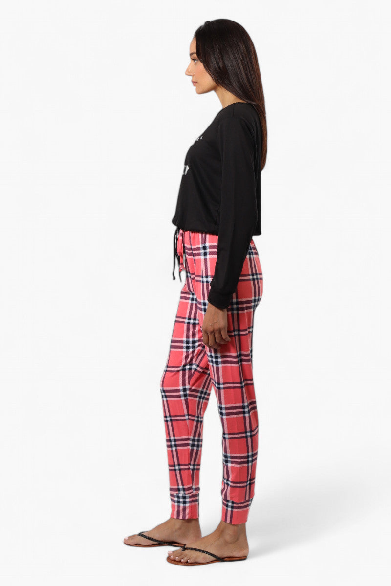 Canada Weather Gear Plaid Tie Waist Jogger Pajama Pants - Pink - Womens Pajamas - Canada Weather Gear