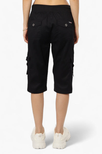 Canada Weather Gear Tie Waist Cargo Capris - Black - Womens Shorts & Capris - Canada Weather Gear