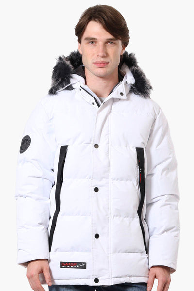 Canada Weather Gear Faux Fur Hood Parka Jacket - White - Mens Parka Jackets - Canada Weather Gear