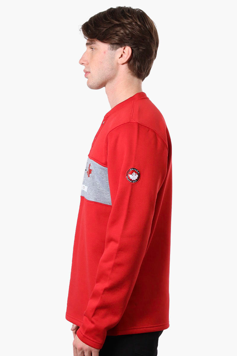 Canada Weather Gear Fleece Henley Sweatshirt - Red - Mens Hoodies & Sweatshirts - Canada Weather Gear