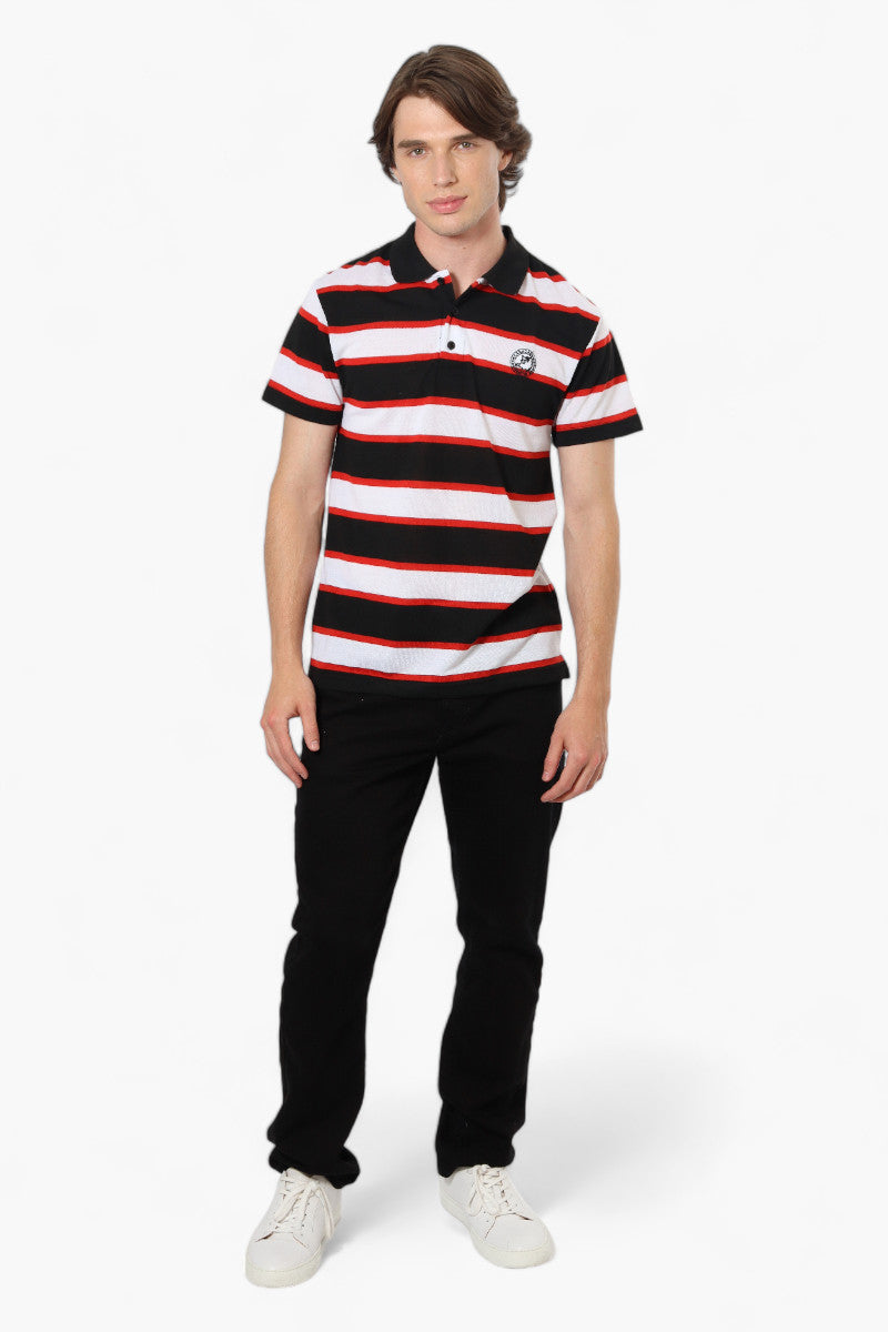 Canada Weather Gear Striped Button Up Polo Shirt - Black - Mens Polo Shirts - Canada Weather Gear