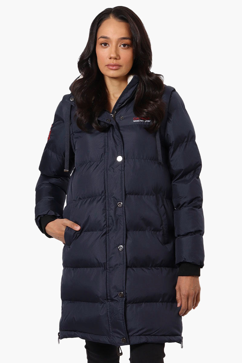 Canada Weather Gear Side Slit Puffer Parka Jacket - Navy - Womens Parka Jackets - Canada Weather Gear