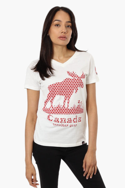 Canada Weather Gear Moose Print Tee - White - Womens Tees & Tank Tops - Canada Weather Gear