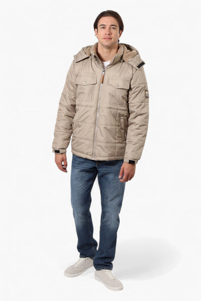 Canada Work Gear 4 Pocket Sherpa Lined Hood Bomber Jacket - Beige - Mens Bomber Jackets - Canada Weather Gear