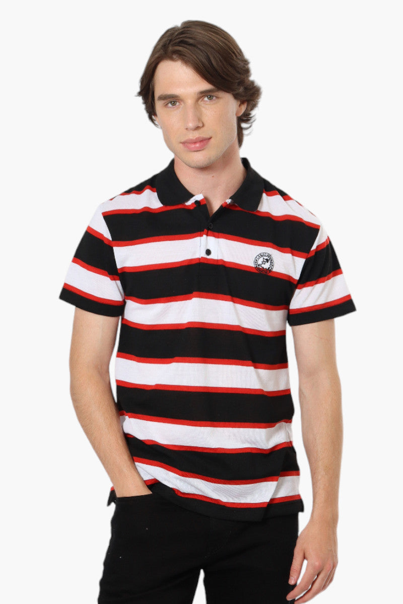 Canada Weather Gear Striped Button Up Polo Shirt - Black - Mens Polo Shirts - Canada Weather Gear