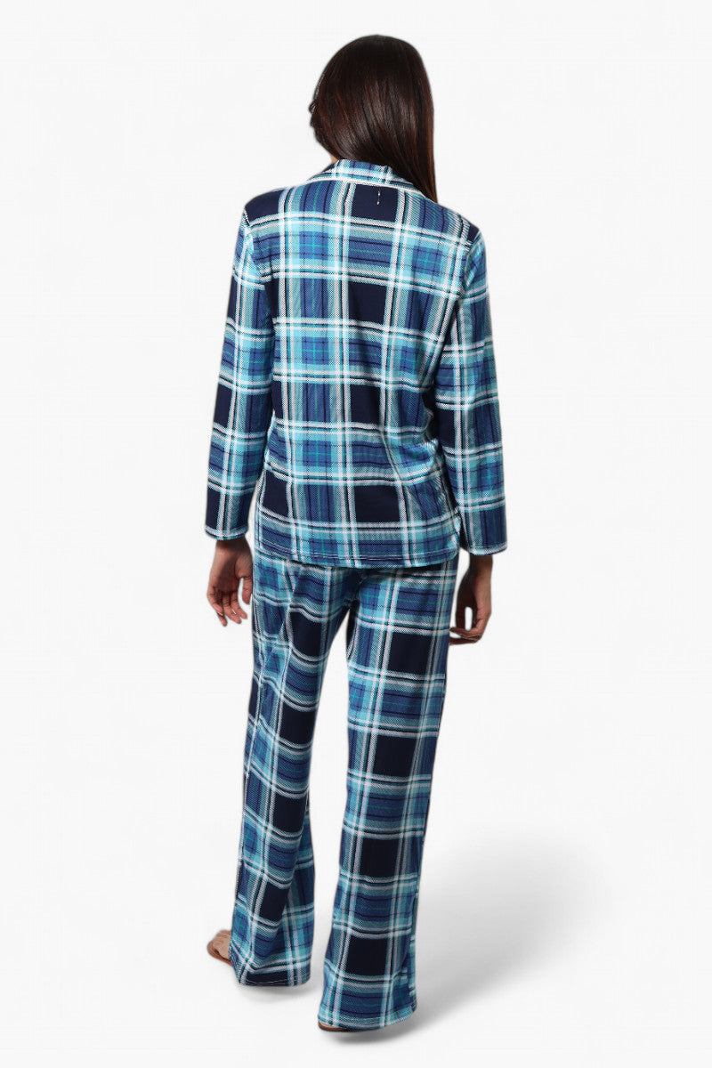 Canada Weather Gear Plaid Wide Leg Pajama Pants - Blue - Womens Pajamas - Canada Weather Gear