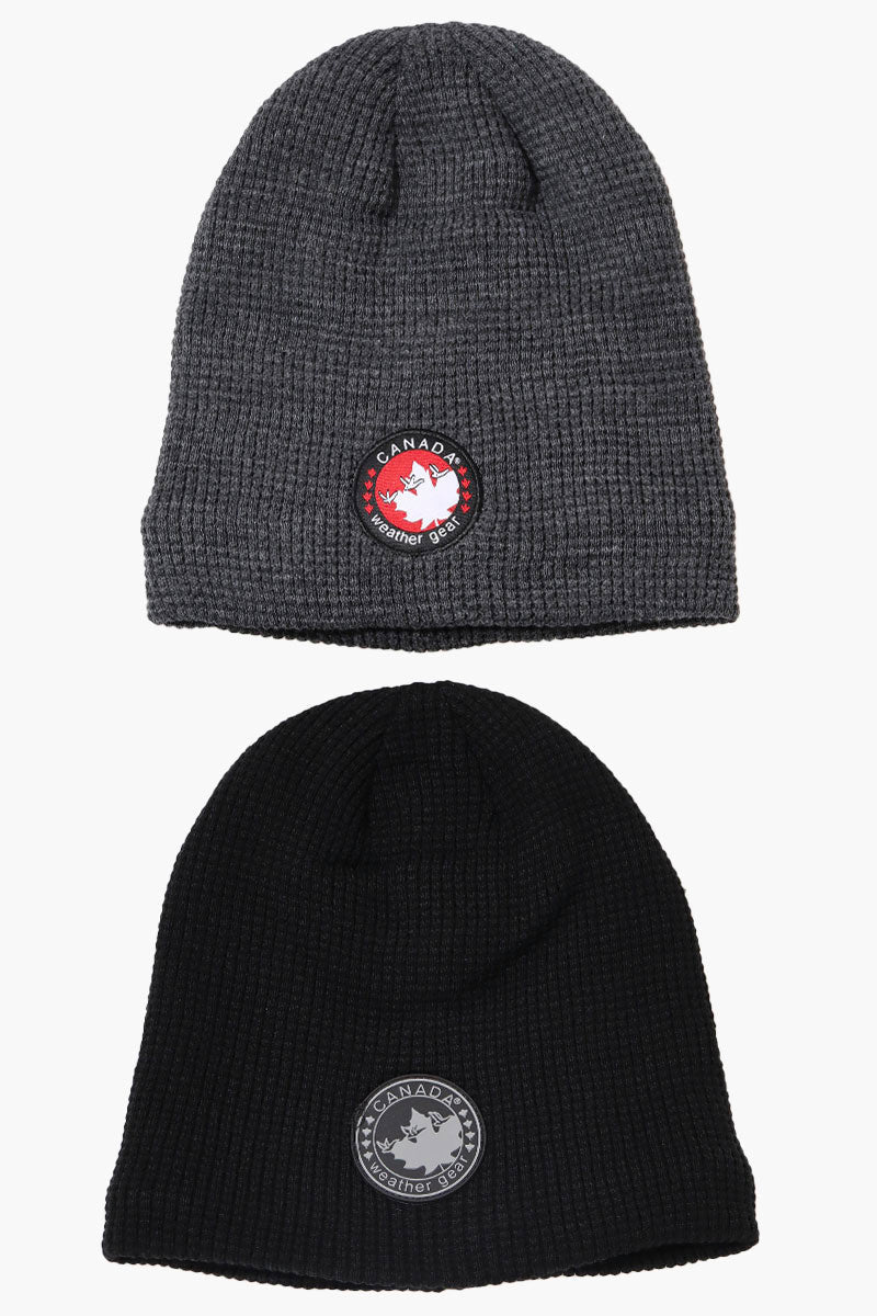 Canada Weather Gear 2 Pack Plush Lined Beanie Hat - Grey - Mens Hats - Canada Weather Gear