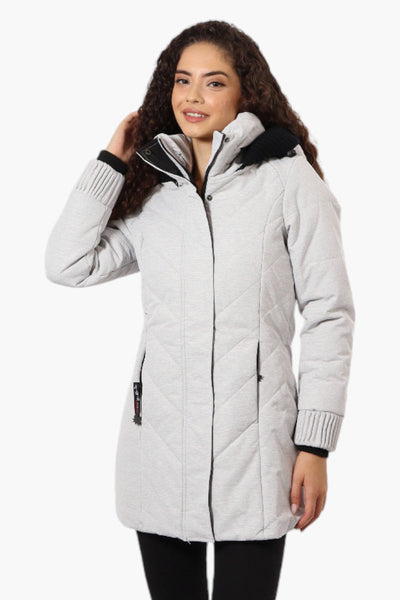 Canada Weather Gear Chevron Quilted Parka Jacket - White - Womens Parka Jackets - Canada Weather Gear