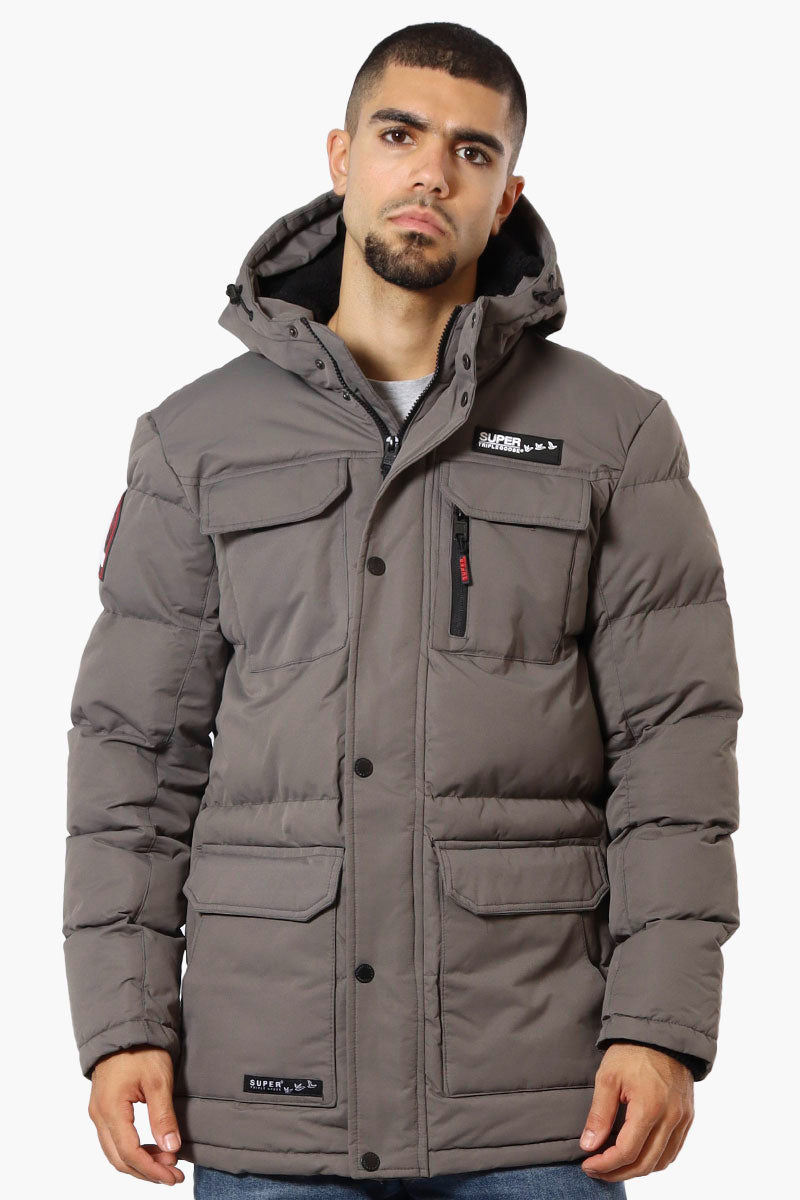 Super Triple Goose 4 Pocket Sherpa Lined Parka Jacket - Grey - Mens Parka Jackets - Canada Weather Gear