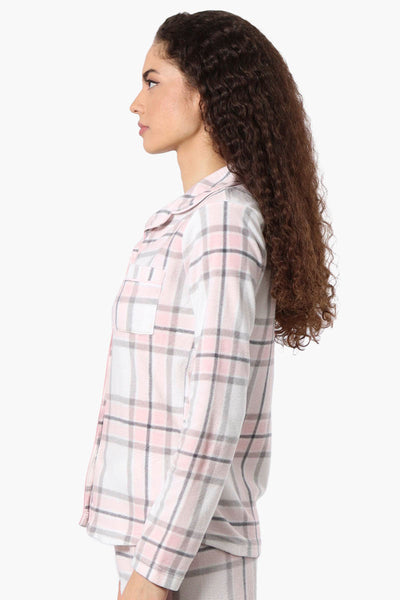 Canada Weather Gear Plaid Button Down Pajama Top - Blush - Womens Pajamas - Canada Weather Gear