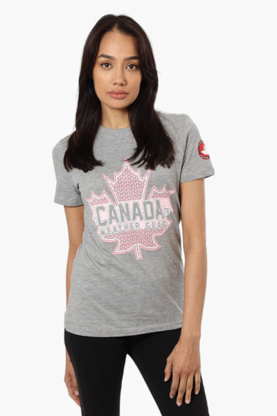 Canada Weather Gear Maple Leaf Print Tee - Grey - Womens Tees & Tank Tops - Canada Weather Gear