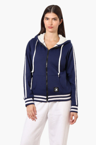 Canada Weather Gear Hooded Sherpa Lined Lightweight Jacket - Navy - Womens Lightweight Jackets - Canada Weather Gear