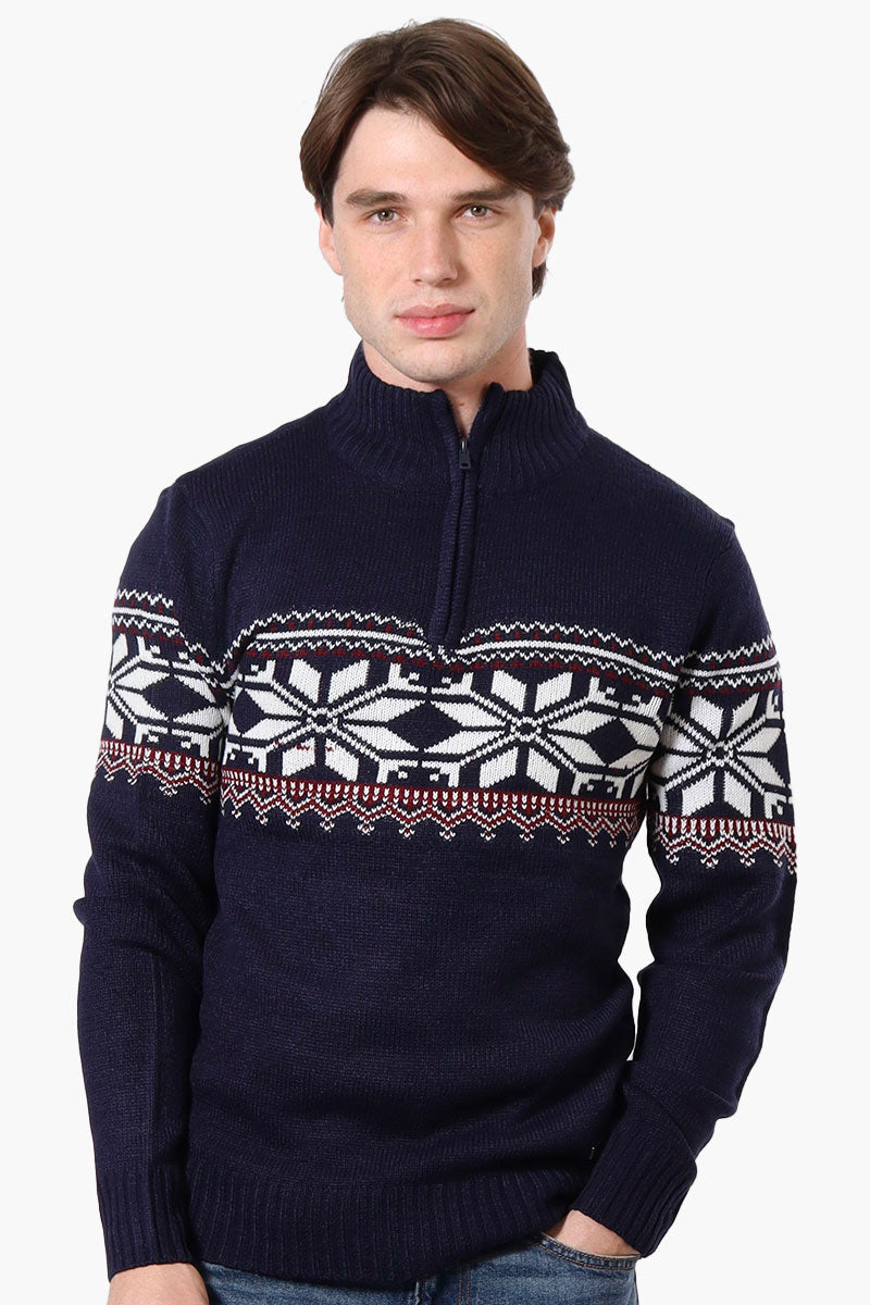 Canada Weather Gear Fair Isle Pattern Pullover Sweater - Navy - Mens Pullover Sweaters - Canada Weather Gear