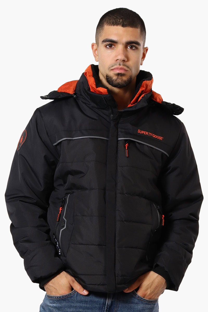 Super Triple Goose Contrast Detail Bubble Bomber Jacket - Black - Mens Bomber Jackets - Canada Weather Gear