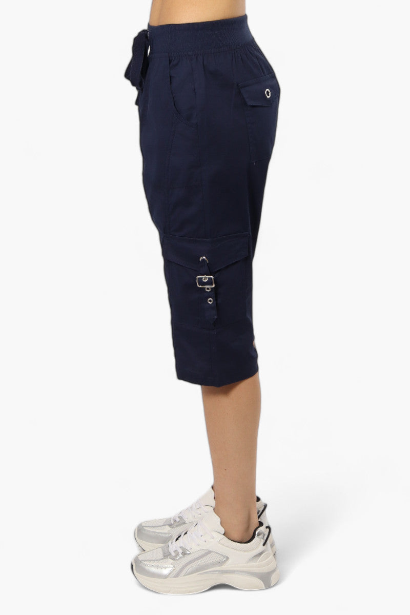 Canada Weather Gear Tie Waist Cargo Capris - Navy - Womens Shorts & Capris - Canada Weather Gear